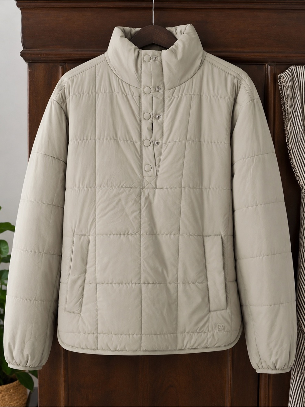 Quilted Pullover Jacket in Light Sage